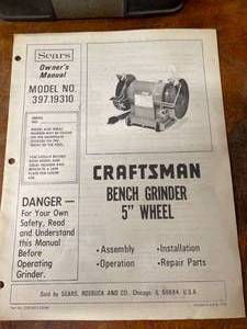 lot 68 image: Craftsman 14 HP 5 Inch Bench Grinder