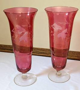 lot 82 image: Colored CutEtched Glassware