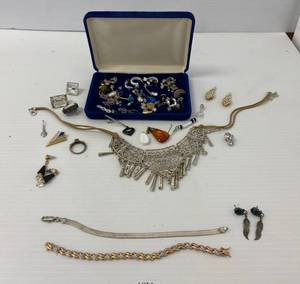 Group Of Misc. Costume Jewelry ( Some Sterling Silver )