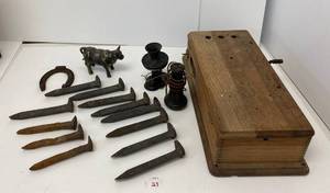 Vintage Telephone Project And Railroad Spikes