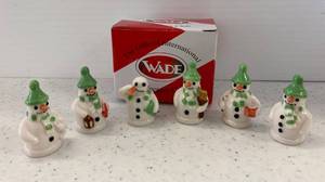 RARE WADE WHIMSIES SNOWMAN WITH GREEN HAT FULL SET , 2009 DISCONTINUED MINT