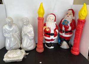 Group Of Vintage Christmas Blow Molds