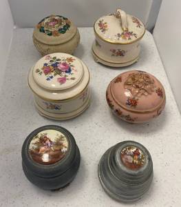 Group Of Antique Vanity Musical Powder Boxes
