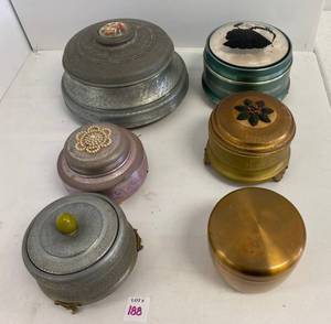 Group Of Antique Vanity Musical Powder Boxes