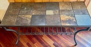 lot 27 image: Decorative Slate Top Accent Table