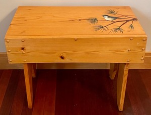 lot 37 image: Hand Painted Wooden Bench by Cindy Terwilliger