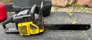 lot 67 image: McCulloch MacCat 35cc Anti-Vibration Smooth Pull Chainsaw with Case and Gas Can