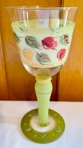 lot 83 image: Pretty Hand Painted Stemmed Glassware