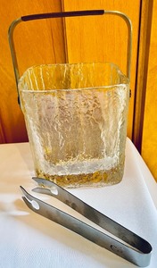 lot 9A image: Hoya Mid Century Modern Frosted Ice Bucket and 6 Lowball Glasses