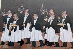 lot 27A image: Framed Charge of the Flower Bottle Brigade Print by Den Martens