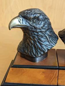 lot 41 image: Bronze Eagle Head Bookends