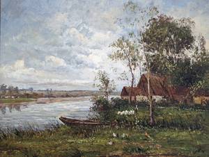 lot 64 image: Ornate Framed Scenic Oil Painting