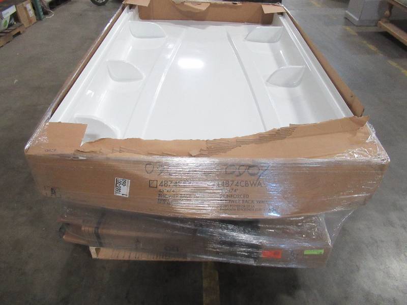 lot 304 image: LARGE WHOLESALESALVAGE PALLET Of Bath Fixtures, Windows, Furniture Parts and More