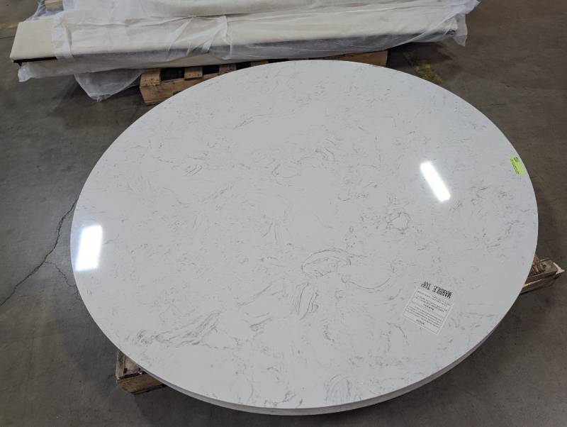 lot 378 image: Acme Furniture Nolan 54 in. Round White Marble Table Top