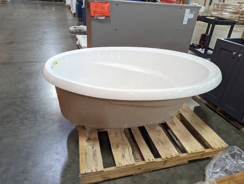 lot 130 image: American Standard Savona 5 ft. x 42 in. Reversible Drain Oval Soaking Bathtub in White