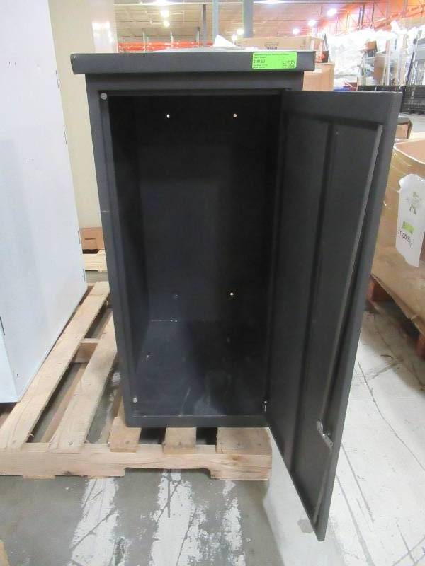 lot 706 image: ParcelWirx Graphite WallGround Mount Secure Locker - Scratch and Dent, Missing Keys.