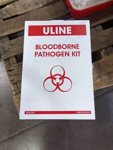 lot 848 image: Uline Bloodborne Pathogen Kit Wall Storage