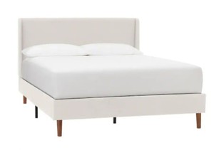 lot 8 image: Stylewell Handale Ivory Queen Upholstery Mid Century Bed, XDL1008-BED.