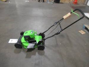 lot 952 image: Greenworks, MO60L08 19 in. 60-Volt Battery Cordless 2-in-1 Lawn Mower (Tool-Only) Does not include Battery and Charger - NEW, RUNS GREAT