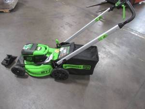 lot 954 image: Greeworks PRO 21 in. 60-Volt Battery Cordless Self-Propelled Lawn Mower (Tool Only) Batteries and Charger Not Included. - Does not Run.
