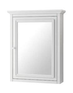 lot 22 image: HOME DECORATORS COLLECTION Fremont 24 in. W x 30 in. H Framed Rectangular Beveled Edge Bathroom Vanity Mirror in White