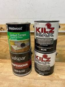 lot 68 image: 3 Gallons of Paint and 1 Gallon of Contact Cement