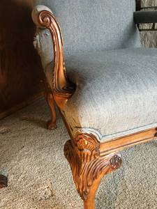 lot 7 image: Ornate Parlor Armchair - Grey