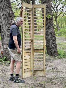 lot 86 image: Large Vintage Primitive Painted Plantation Shutters