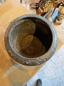 lot 111 image: Antique Brass Middle Eastern Large Pot wAnimals