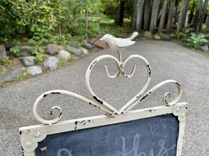 lot 124 image: Iron Sign Board Stand w Bird Finial