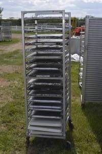 lot 172 image: speed rack with full sheet pans caster is loose