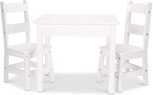 lot 26 image: Melissa And Doug Wood Table and Chair Set - White