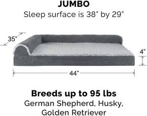 lot 106 image: Furhaven Deluxe Orthopedic Pet Dog Bed,Two-Tone Plush and Suede, L Shaped Chaise Lounge