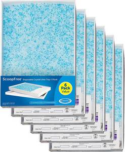 lot 121 image: PetSafe ScoopFree Self-Cleaning Cat Litter Box Tray Refills with Premium Blue Non-Clumping Crystals, 6-Pack