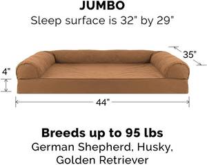 lot 132 image: Furhaven Orthopedic Cooling Gel and Memory Foam Plush Sofa Dog Bed, Jumbo