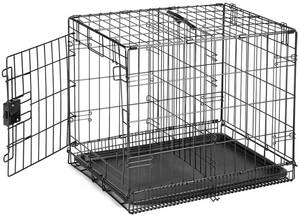 lot 107 image: Amazon Basics Foldable Metal Wire Dog Crate with Tray