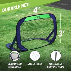 lot 51 image: Sport Squad Portable Soccer Goal Net Set - Set of Two 4 Pop Up Training Soccer Goals