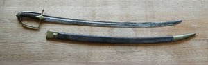 lot 19 image: Late 1700s French Sabre dofficier de chasseur  cheval Cavalry Officers Saber & Scabbard