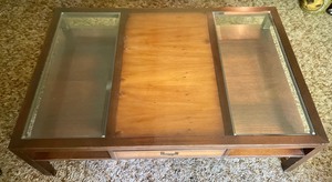 Vintage Glass and Wood Top Coffee Table
