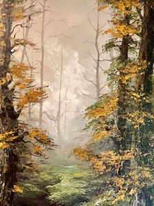 Beautiful Scenic Original Oil on Canvas Painting named Woodland Scene by Ron Hunter