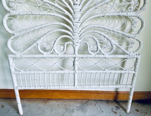 Pretty White Wicker Twin Headboard