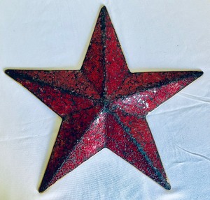 Radiant Red Crackled Glass Stars