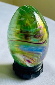 Amazing Art Glass Egg with a Stand