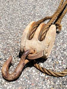 Vintage (2) Wooden Pulley Rope Setup Lot