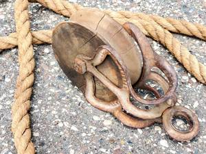 Vintage Wooden Pulley and Rope Lot