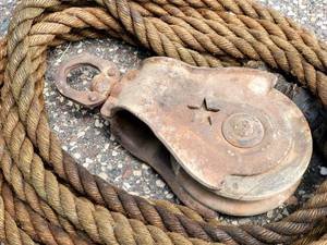 Vintage Wooden Pulley and Rope Lot