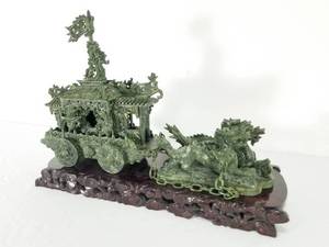 lot 39 image: Large Chinese Hardstone Chariot Carving