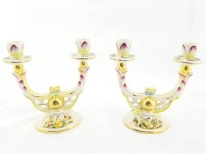 lot 91 image: Pair of Capodimonte Ceramic Candelabras