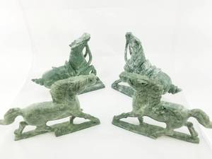 lot 45 image: Two Pairs of Stone Carved Horses