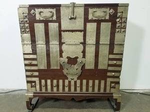 lot 189 image: Korean Wood Chest with Metal Details